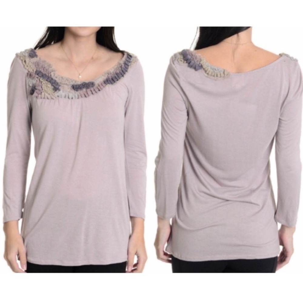 NWT Anthropologie 1.9 One September Ruffle Trim Top Sz S
